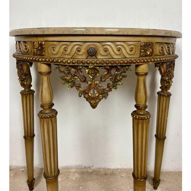 Italian Neoclassical Polychromed Console Table with Marble Top, Mid-20th Century For Sale - Image 14 of 16