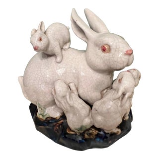 Majolica Bunny Rabbit Family For Sale