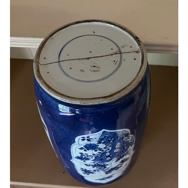Blue Antique Early 18th Century Chinese Powder Blue Kangxi Period Porcelain Rouleau Vase Circa 1700 For Sale - Image 8 of 18