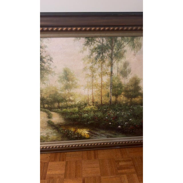 2010s Large Original Signed Landscape Oil Painting on Canvas For Sale - Image 5 of 6