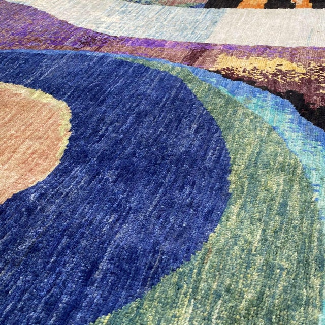 After Wassily Kandinsky Modern Hand-Knotted Wool Rug - 4'3" X 5'7" For Sale - Image 14 of 18