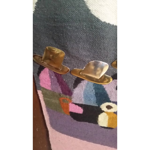 Folk Art 1970s Vintage Olga Fisch Mixed Metal & Wool Tapestry For Sale - Image 3 of 7