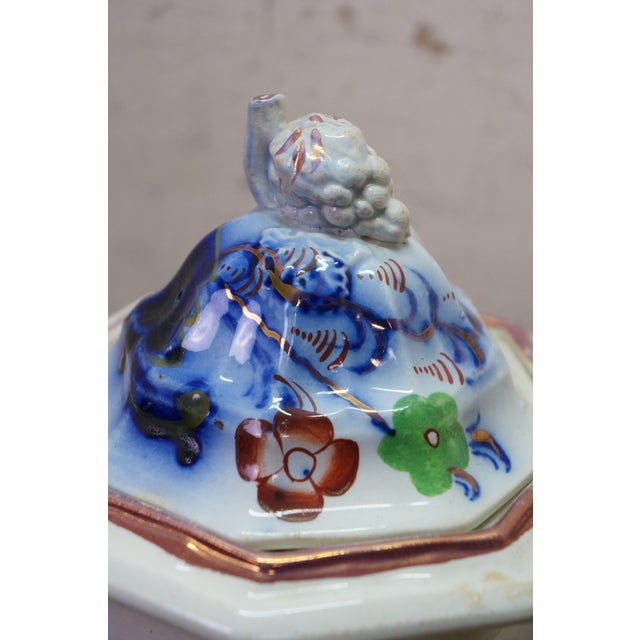 Mid 19th Century 4 Antique Gaudy Welsh Ironstone Cobalt Blue Floral Teapot Pitcher & Bowls For Sale - Image 5 of 18