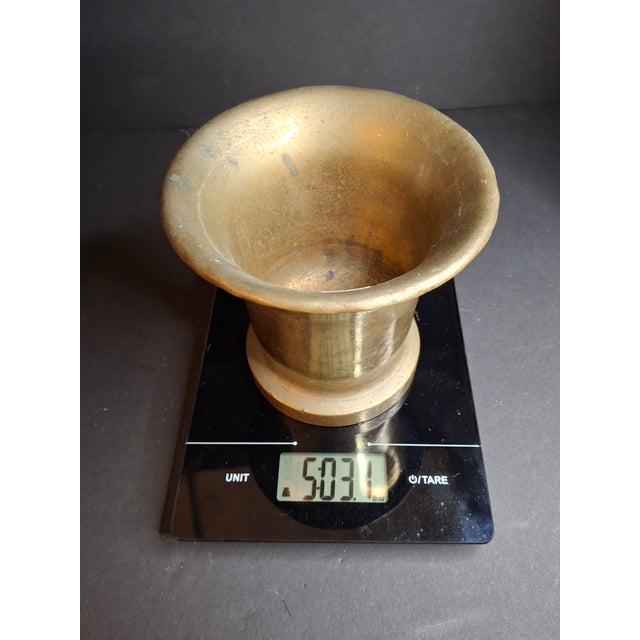 Antique 17th/18th C. Heavy Cast Bell Metal Brass Mortar & Pestle, J. Greenstein Provenance Judaica For Sale - Image 18 of 18