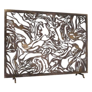 Tobacco Marmol Fireplace Screen Iron For Sale