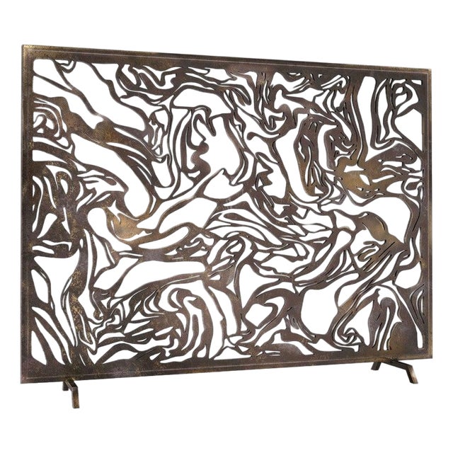 Tobacco Marmol Fireplace Screen Iron For Sale