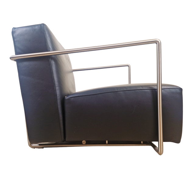 Black Leather and Chrome ABC Model Reclining Lounge Chair with Ottoman by Antonio Citterio for Flexform, 1980s, Set of 2 For Sale - Image 8 of 11