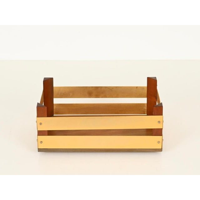 Wonderful and unique Italian Mid-Century large decorative bar crate or box in a refined combination of gold-plated brass...