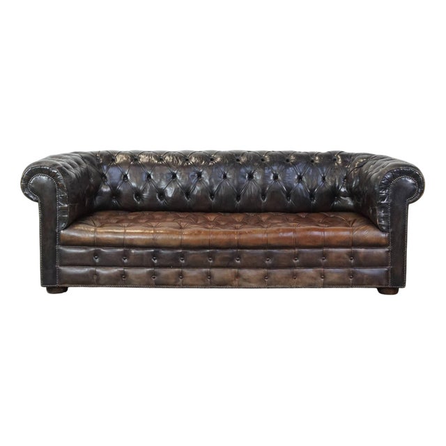 Cowhide 3-Seater Chesterfield Sofa For Sale