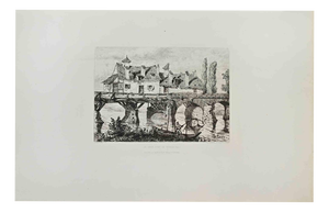 Alfred Taiée, Le Vieux Pont de Vernon (Eure), Etching, 1875