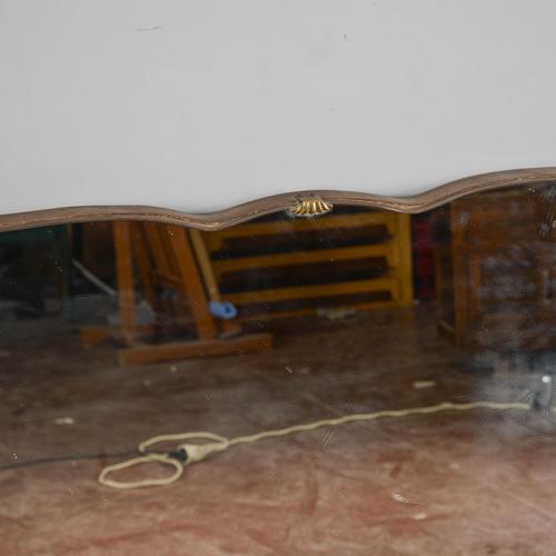 Large Shaped Mirror with Wooden Base For Sale - Image 5 of 7