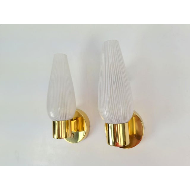 Mid-Century Swedish Wall Lamps in Brass and Glass, 1970, Set of 2 For Sale - Image 10 of 10