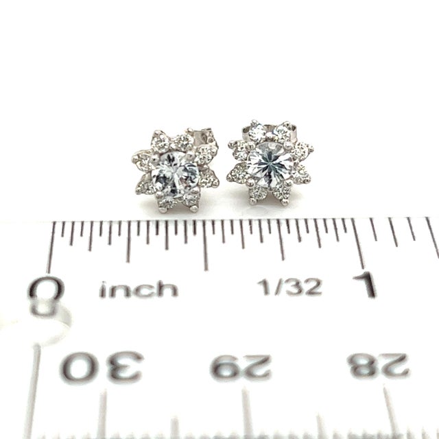 Natural Sapphire Diamond Halo Stud Earrings 14k Gold 1.02 TCW Certified For Sale - Image 9 of 10