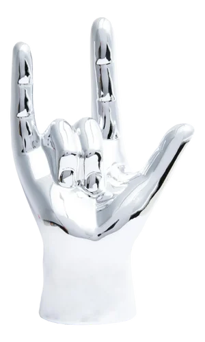 Interior Illusions Plus Silver I Love You hand Tabletop decor - 9" tall