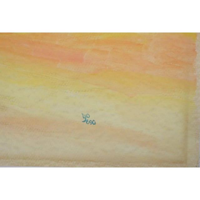 Vintage mid 20th century after Gauguin, Tahitian Women on Beach watercolor on paper painting. Signed illegibly lower...