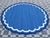 Mid-Century Modern Handmade Cotton Round Scalloped Rug, Sky Blue, Cream and Royal Blue Border Dhurrie-12' Round For Sale - Image 3 of 10