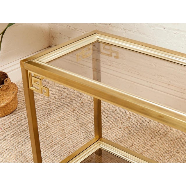 Mid 20th Century Mastercraft Brass 1970’s Hollywood Regency Entry Table, Attributed For Sale - Image 5 of 9