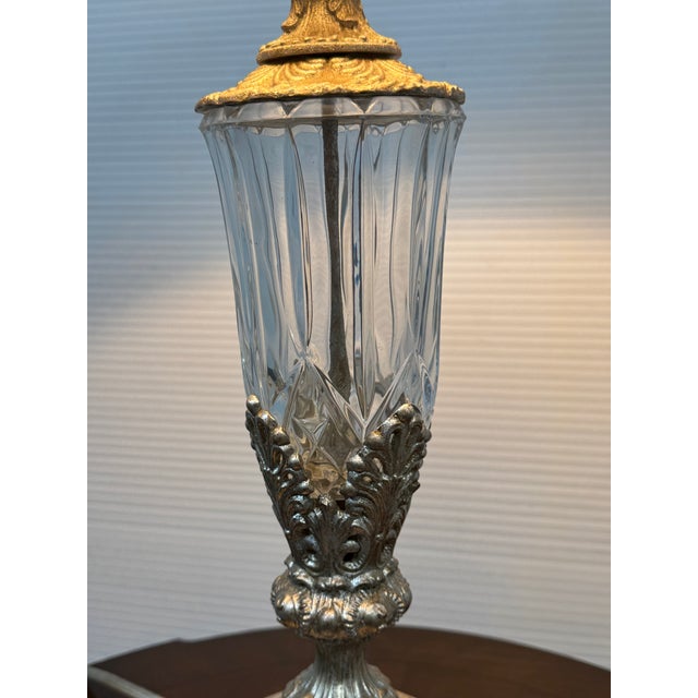 Silver Neoclassical Currey & Company Cut Glass Table Lamp For Sale - Image 8 of 12