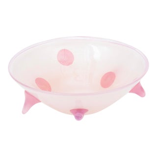 American Art Glass Pink Nipple Bowl Signed Bills Burchitts, 2001 For Sale