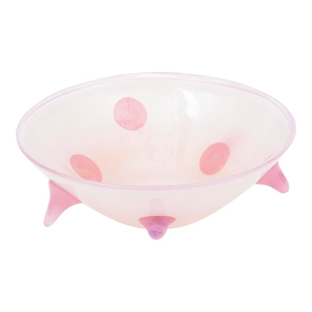 Art Glass Pink Nipple Bowl Signed Bills Burchitts, 2001, American For Sale