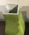 Modern Chartreuse Crackle Glaze Square Vase For Sale - Image 4 of 5