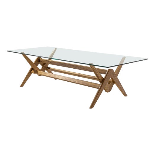 056 Capitol Complex Table in Wood and Glass by Pierre Jeanneret for Cassina For Sale