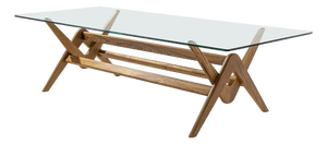 056 Capitol Complex Table in Wood and Glass by Pierre Jeanneret for Cassina