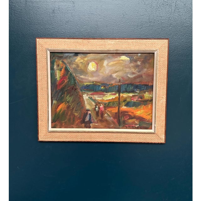 Lars Niklasson, Landscape with Figures, 1960s, Oil Painting on Panel, Framed For Sale - Image 5 of 18
