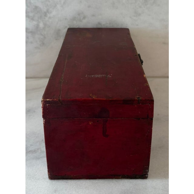 Early 20th Century Vintage Chinese Red Wooden Box For Sale - Image 5 of 13