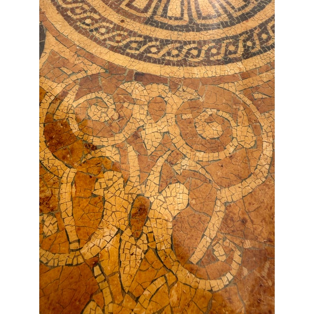 Metal Mid-20th C. European Neoclassical Stone Mosaic Top Side Table With Cast Bronze Base For Sale - Image 7 of 12