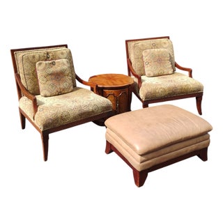 Vintage Thomasville Collection, Armchairs, Ottoman & End Table. For Sale