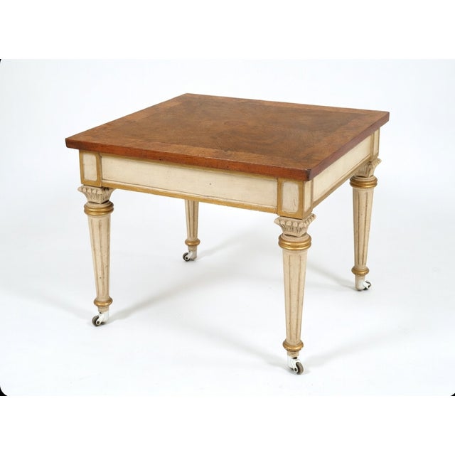 Add a touch of neoclassical refinement to your space with this charming vintage Louis XVI style side table, perfect as an...