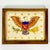This 1930s Yarn Needlepoint Sampler features a patriot Golden Eagle surrounded by gold stars. The Eagle has an olive...