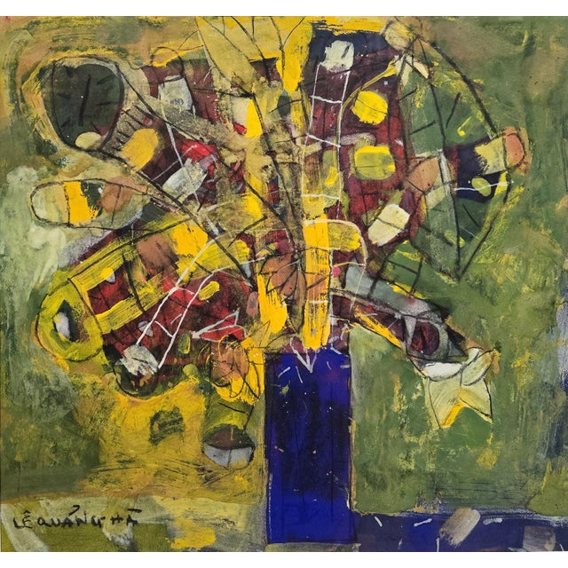 Lê Quảng Hà (Vietnamese) Abstract Floral Still Life W/ Phallic Symbolism–Oil Painting For Sale - Image 4 of 10