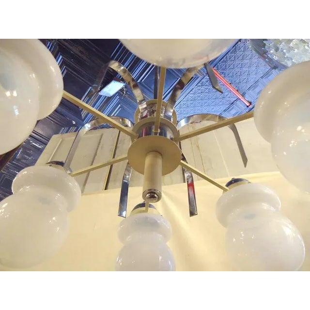 1960s Mid-Century Modern Chandelier With Frosted Globes For Sale - Image 5 of 8