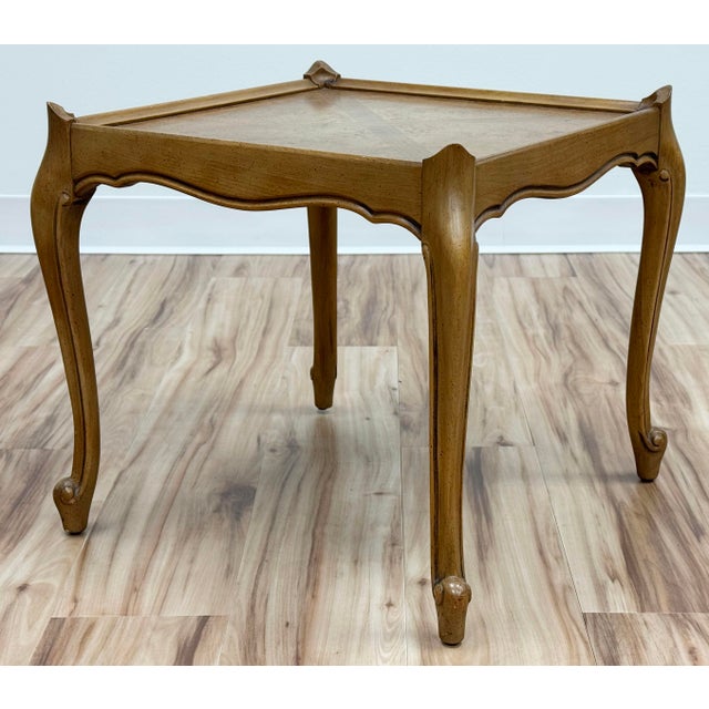 Mid 20th Century Vintage French Provincial Side Table With Burlwood Inlay For Sale - Image 5 of 9