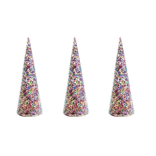 Modern LED Multicolor Sequin Trees, Medium, Set of 3 For Sale - Image 3 of 3
