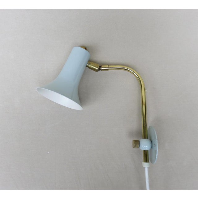 Brass & Light Blue Wall Lights, 1950s, Set of 2 For Sale - Image 13 of 18