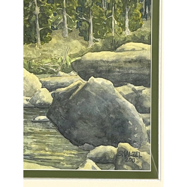 American Original Stephen Smalzel Framed Watercolor Painting 'Rocky Mountain Landscape' For Sale - Image 3 of 13