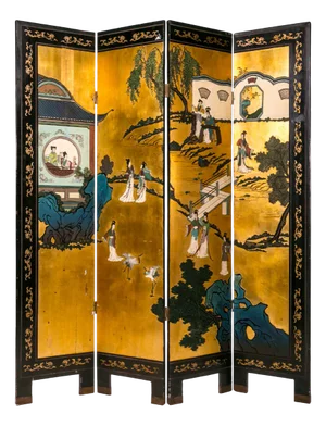 Screen Painted in Japanese Lacquer, 1930s