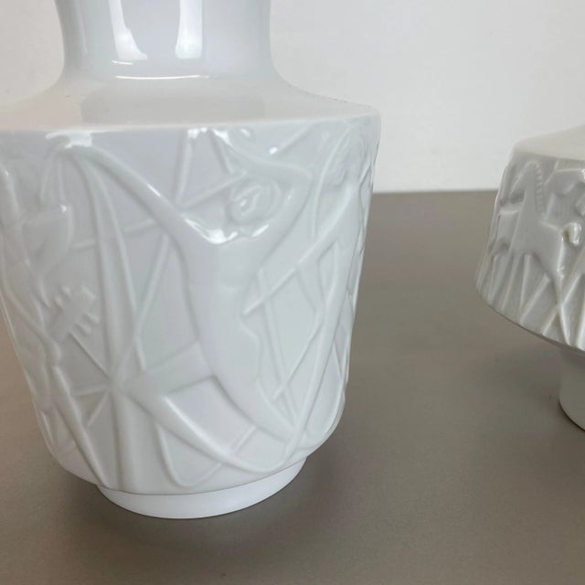 Op Art Biscuit Porcelain Vases from Edelstein Bavaria, Germany, 1970s, Set of 2 For Sale - Image 10 of 18