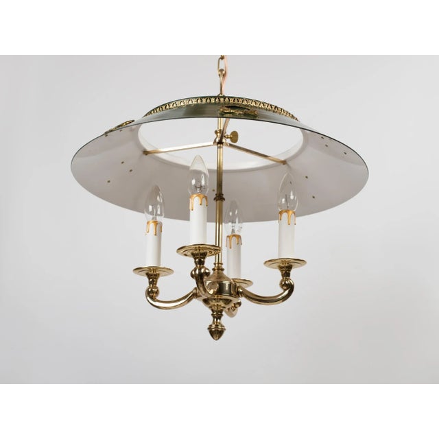 1960s 1960s Empire Bouillotte Brass Chandelier With Green Tole Shade For Sale - Image 5 of 14