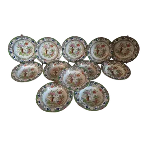 1820s English Regency Mason's Ironstone Soup Bowls - Set of 12