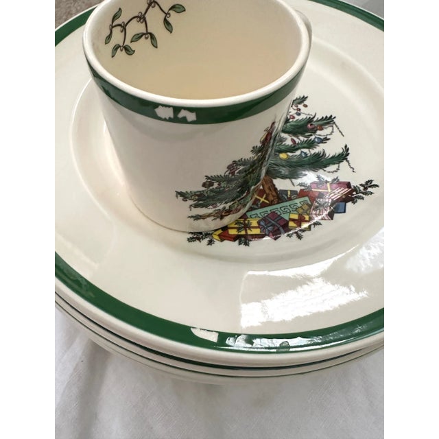 Vintage Spode "Christmas Tree" Dinnerware Set of 66 For Sale - Image 9 of 12
