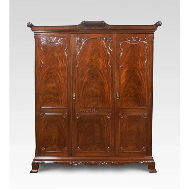 Mahogany Three Door Wardrobe, 1890s For Sale - Image 11 of 11