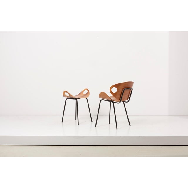 Set of Chair and Stool by Olof Kettunen for Merivaara, Finland, 1950s For Sale - Image 3 of 13
