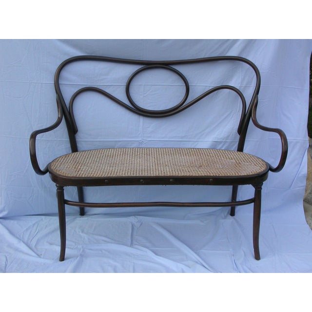 Vintage Straw Sofa from Jacob & Josef Kohn, 1890s For Sale - Image 4 of 11