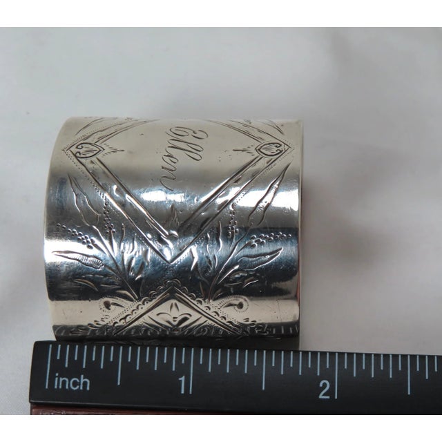 Large Antique American Victorian Engraved "Ellen" Sterling Silver Napkin Ring For Sale - Image 11 of 13