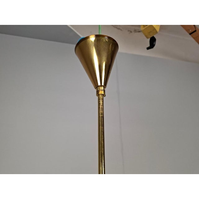 Mid-Century Czech Brass and Frosted Glass 6-Arm Chandelier, Železný Brod, 1960s For Sale - Image 11 of 18