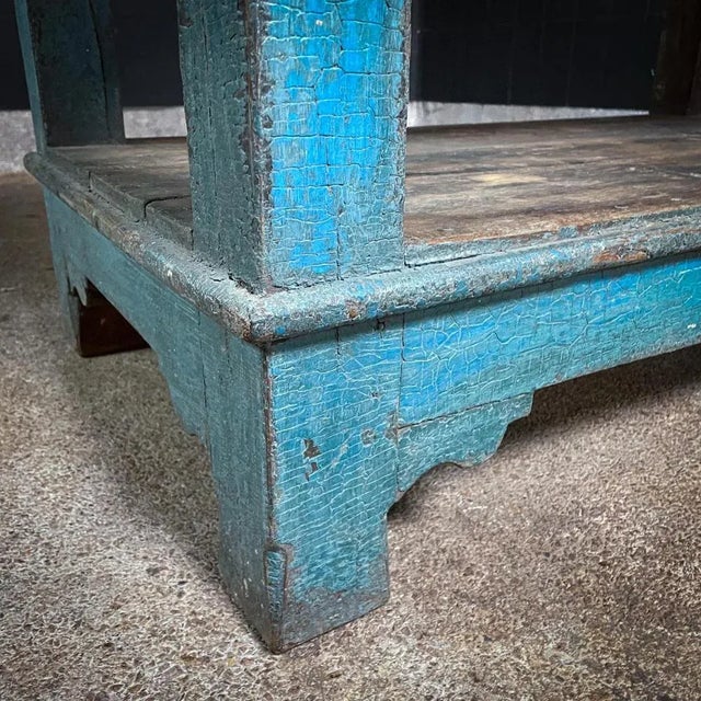 Wooden Packing Table in Blue For Sale - Image 5 of 8